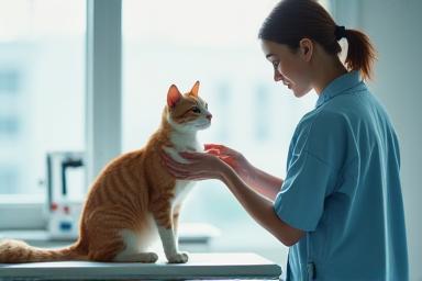 Veterinario che esamina un animale domestico.